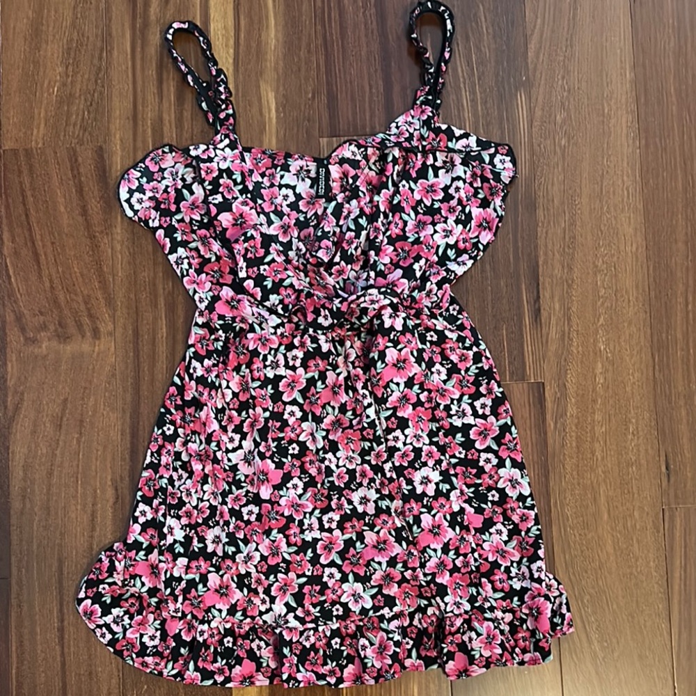Divided Pink Floral Mini Dress